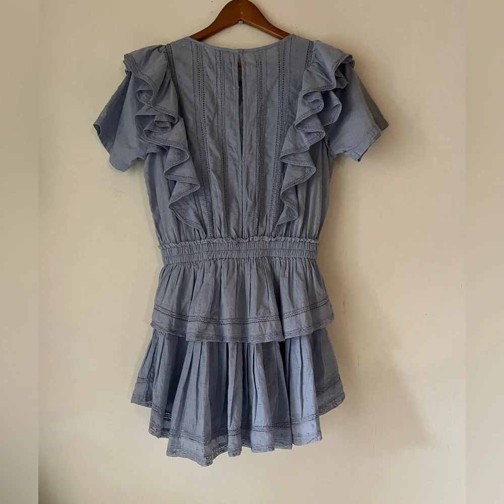 Love Shack Fancy Natasha Dress in Heather Blue Sz M NWT Ruffle Tiered
